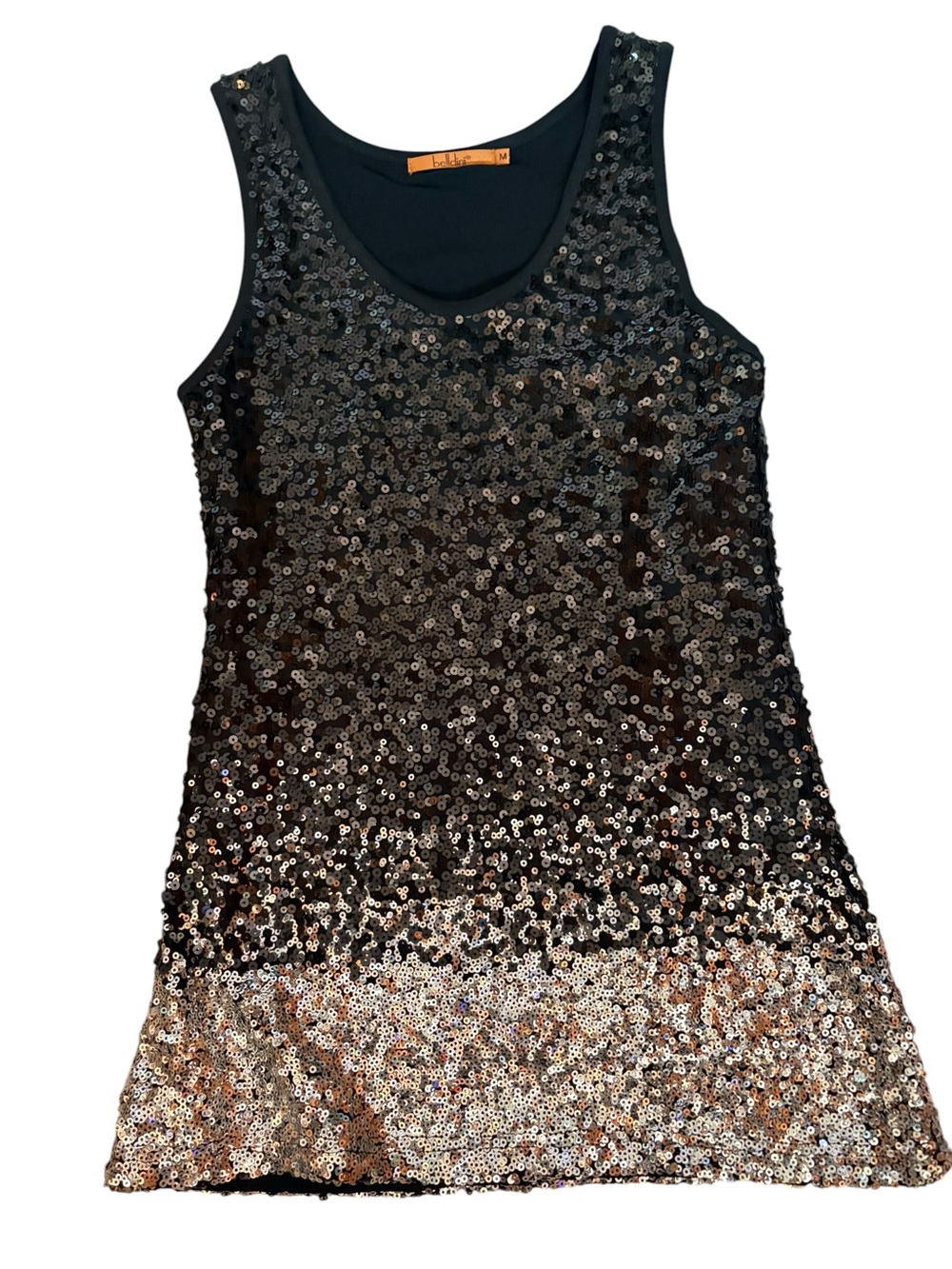 Belldini Black Scoop Neck Sequin Tank